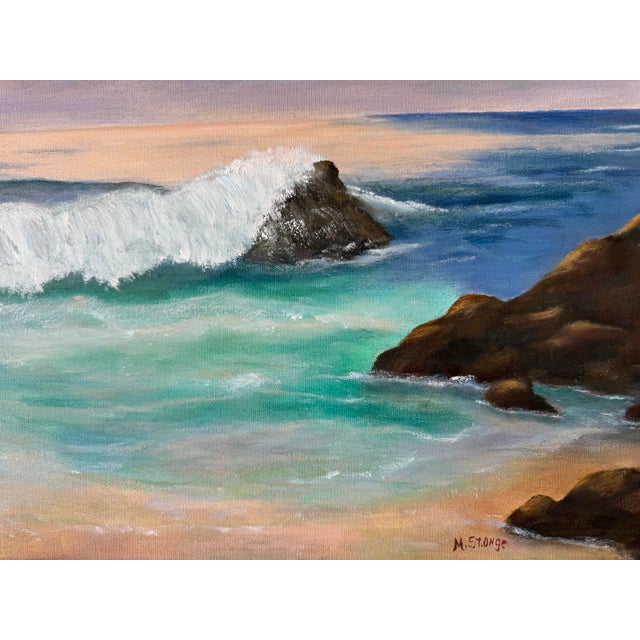 80's Vintage M. St. Onge Coastal Sunset Oil Painting, Framed For Sale In Miami - Image 6 of 10