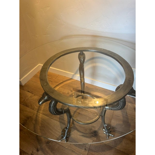 Maitland - Smith 1980s Authentic Maitland-Smith Ltd. Three Eagle Pedestal Design Table Base With Glass Top For Sale - Image 4 of 13