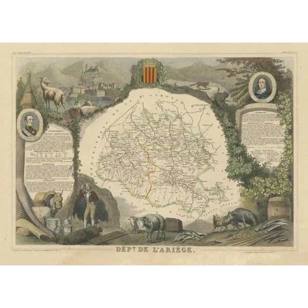 Map of the French Department of Ariège For Sale - Image 3 of 6
