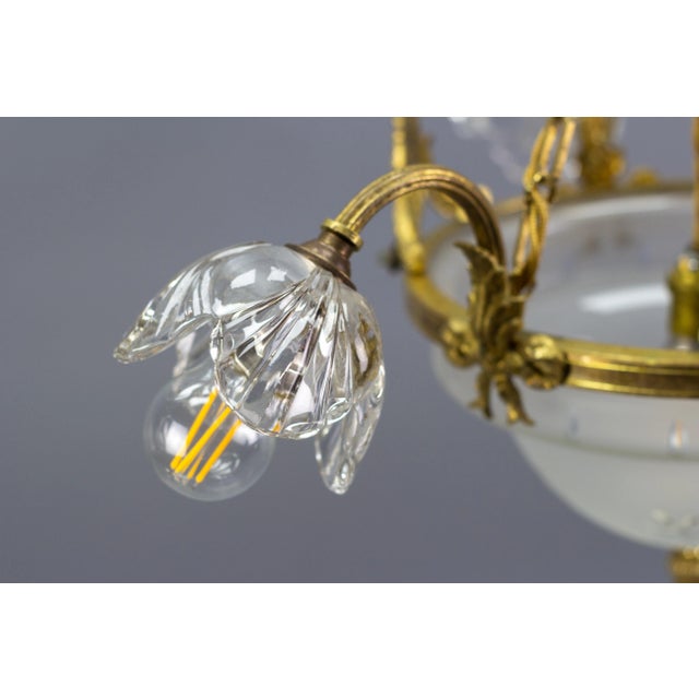 Gold Four Light French Neoclassical Style Gilt Bronze and Glass Chandelier For Sale - Image 8 of 18