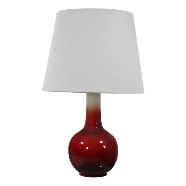 Vintage Ox Blood Glaze Table Lamp, 1970s For Sale