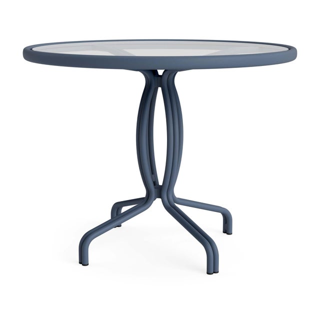 Brown Jordan Kantan Aluminum 36" Round Table in Sapphire For Sale