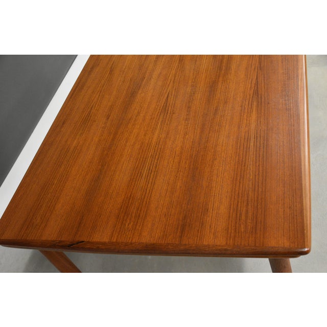 1960s Refinished 84” Danish Modern Teak Draw Leaf Dining Table For Sale - Image 9 of 11