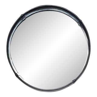 Vintage Jacques Adnet Faux Leather Mirror, 1950s For Sale