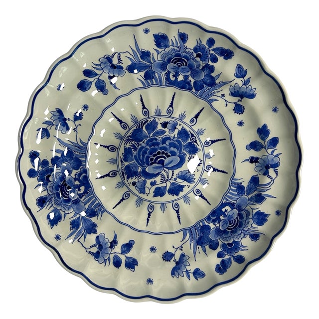Vintage Hand-Painted Floral Wall Plate by J. Parqui for Royal Delft, 1974 For Sale