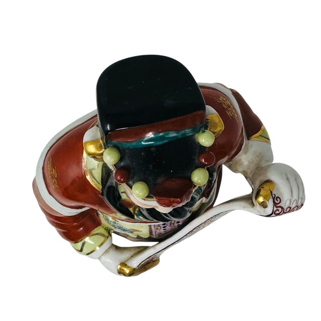 Vintage Chinese Lu Xing God of Prosperity Statue | 1970s Famille Rose Porcelain Figurine | Asian Home Decor Feng Shui Collectible | Good Fortune Gift For Sale - Image 12 of 13