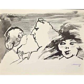 Mino Maccari, Portraits, Drawing on Paper, 1958 For Sale