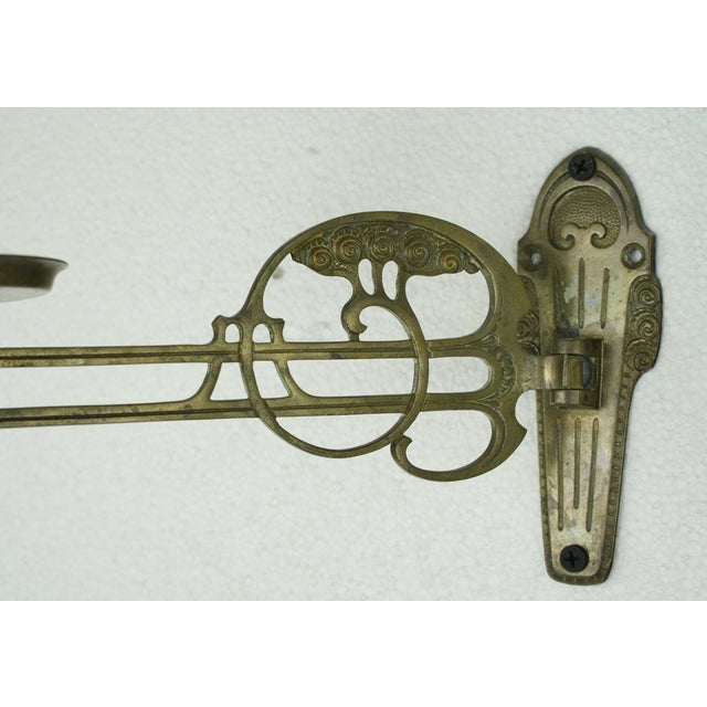 Pair of Antique Art Nouveau Candle Holder Piano Sconces For Sale - Image 6 of 11