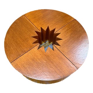 Rare Modular "Quadrifoglio" Coffee Table in Carved Oak by Giuseppe Rivadossi, 1970s For Sale