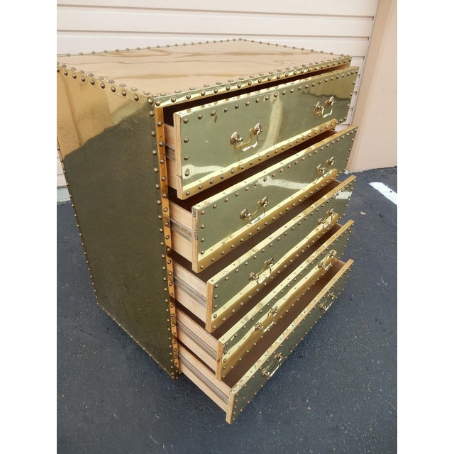 Vintage Brass Clad Chest of Drawers by Sarreid of Spain For Sale In Las Vegas - Image 6 of 11