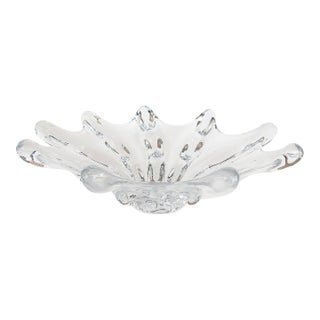 French Art Vannes Blown Glass Crystal Decorative Bowl 1970s For Sale