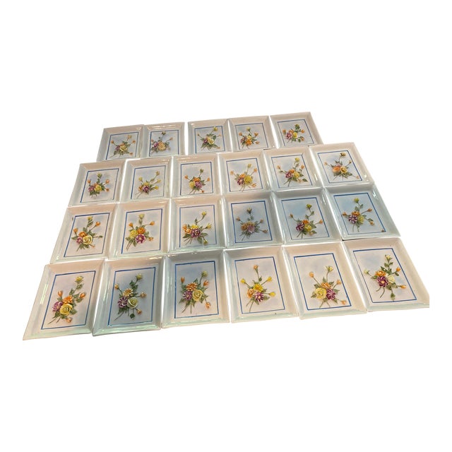 Vintage Porcelain 3D Floral Wall Plaques Wall Decor- Set of 23 For Sale
