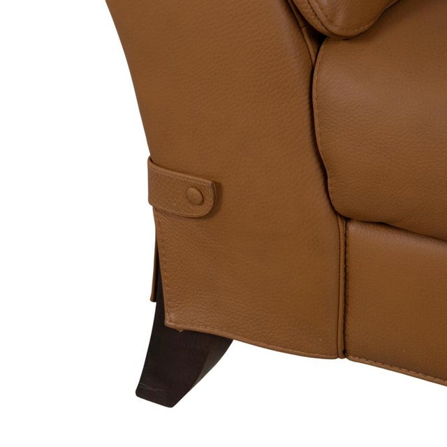 Cognac Leather Armchair from Natuzzi For Sale - Image 5 of 15