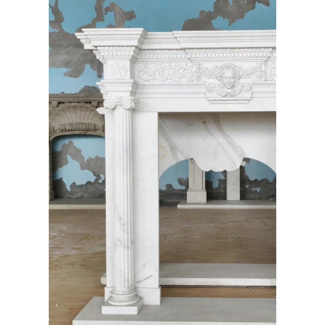 Grand Neoclassical White Marble Fireplace For Sale - Image 4 of 7
