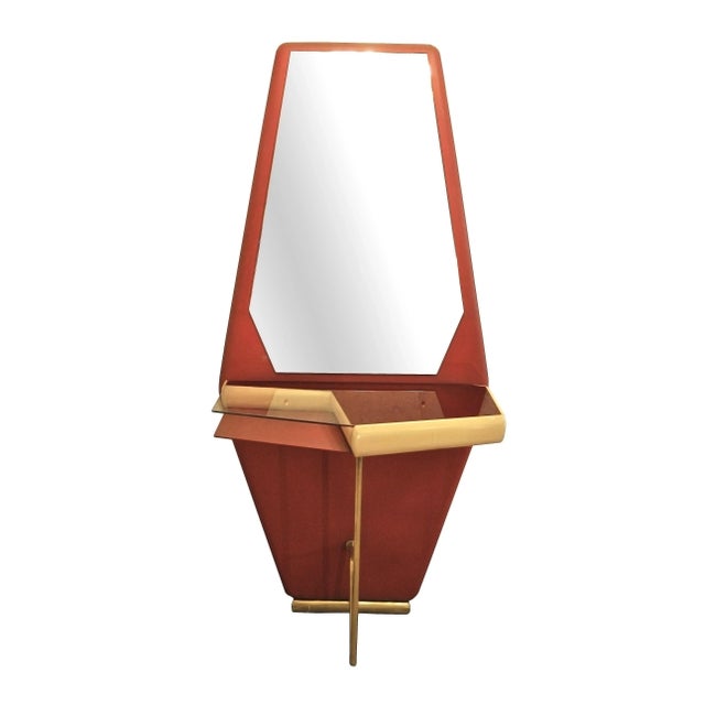 Mid-Century Italian Brass & Wood Console Table, 1960s For Sale - Image 4 of 11