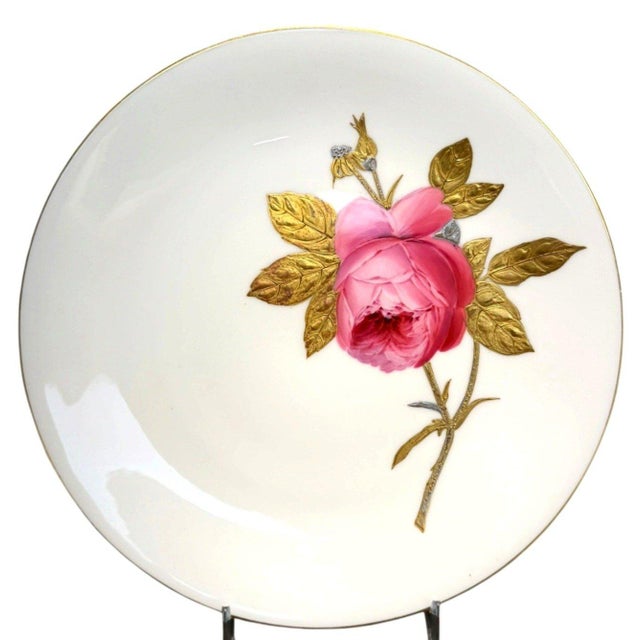 Antique 1880 Minton G4419 Set 6 Hand Painted Rose Gold Platinum Aesthetic Plates For Sale - Image 9 of 16