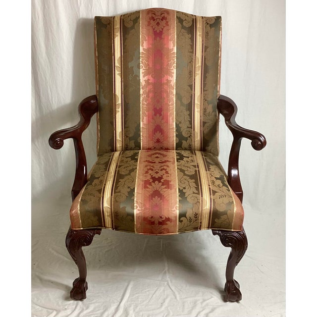 Sienna 1990s Chippendale Style Mahogany Ball & Claw Upholstered Armchair For Sale - Image 8 of 8