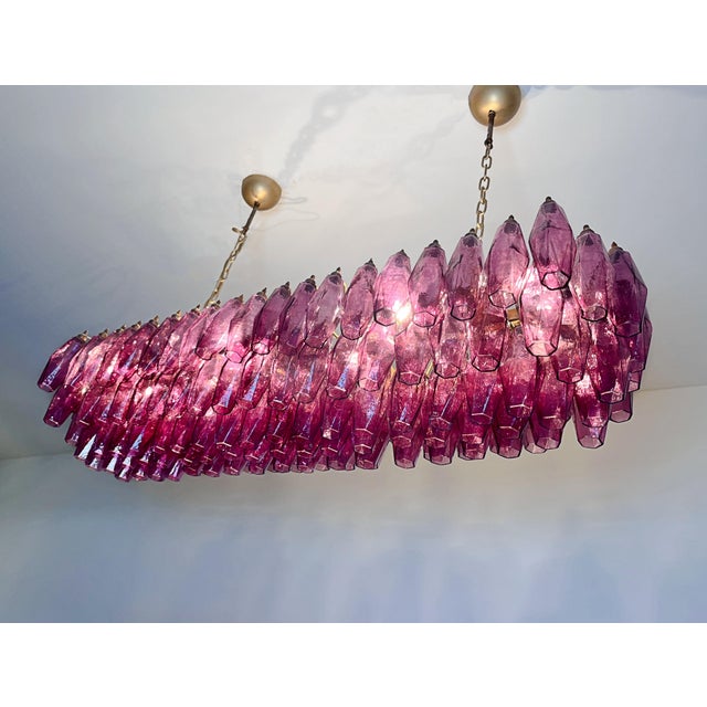 Murano Poliedri Chandelier with 138 Amethyst Glasses by Carlo Scarpa, 1990s For Sale - Image 16 of 18