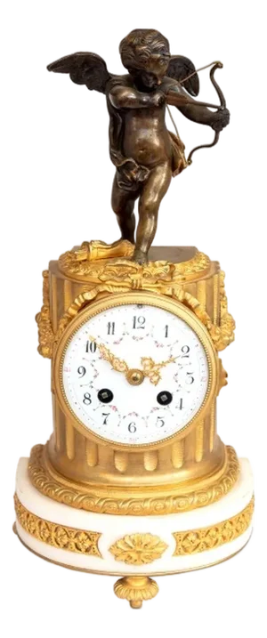 Louis XVI Style Cupid Patinated Bronze Clock