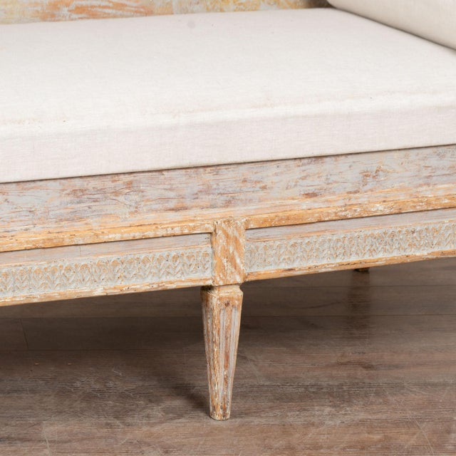 Early 19th Century Swedish Gustavian Gray Painted Bench Settee For Sale - Image 10 of 13