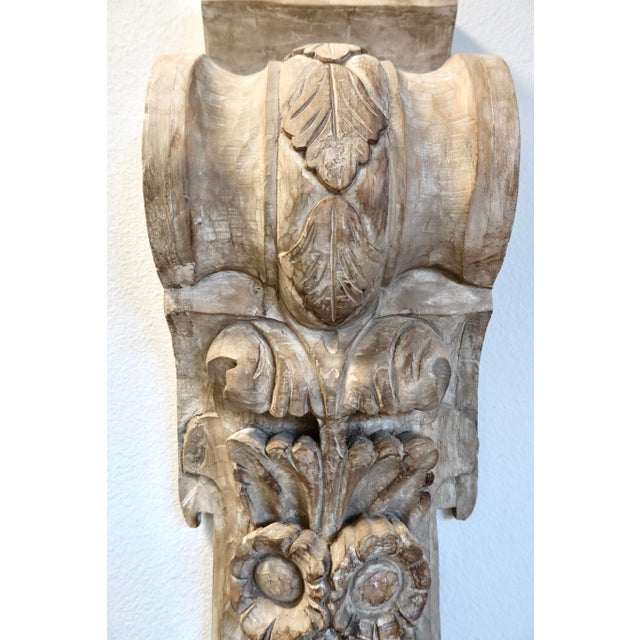 Spanish Revival Restoration Hardware Carved Wood Wall Corbel, Spanish Revival Style For Sale - Image 3 of 12