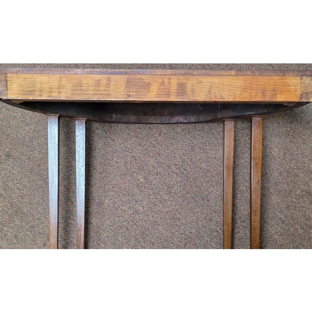 American Federal Inlaid Mahogany Wall-Mounted Demi-Lune Pier Table With Radiating Fan Inlay and Stringing, Circa 1800 For Sale - Image 16 of 18