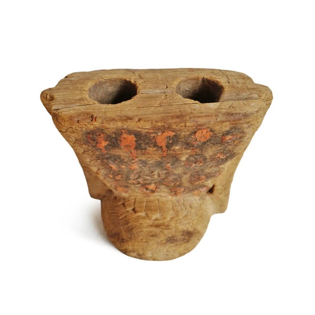 Indian 1920s Rajasthan Village Wood Candle Stand For Sale - Image 3 of 11