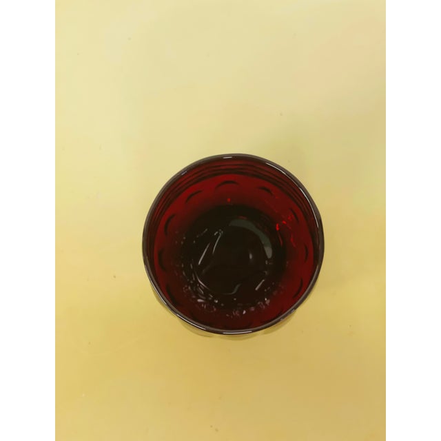 Vintage Anchor Hocking Ruby Red Bubble Glass Tumblers- Set of 6 For Sale - Image 9 of 11