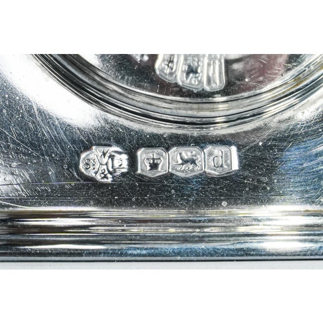 Exceptional Solid Sterling Silver Antique English Desk Double Inkwell Stand Inkstand For Sale - Image 9 of 18