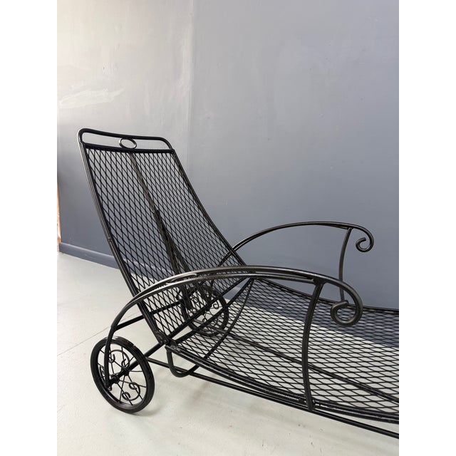 Metal Trio of Mid Century Iron Mesh Chaise Lounges in the Style of Salterini For Sale - Image 7 of 12