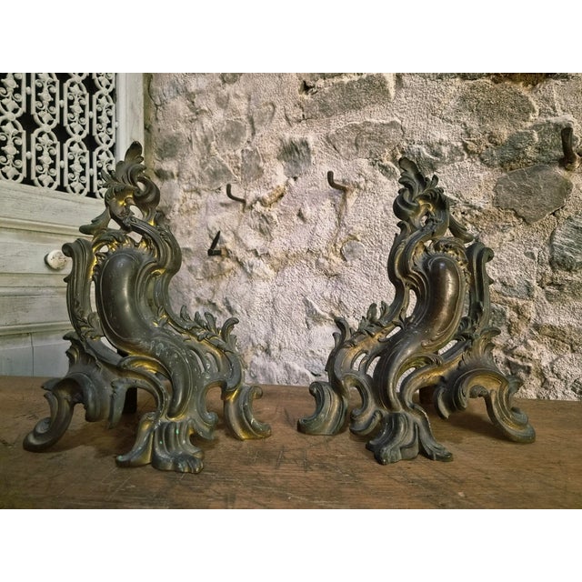 Antique French Bronze Andirons, 1900, Set of 2 For Sale - Image 16 of 16