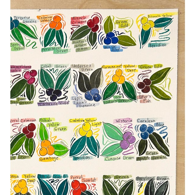 Original Watercolor Ink and Wash Painting of “Color Chart in Berries” For Sale - Image 4 of 7