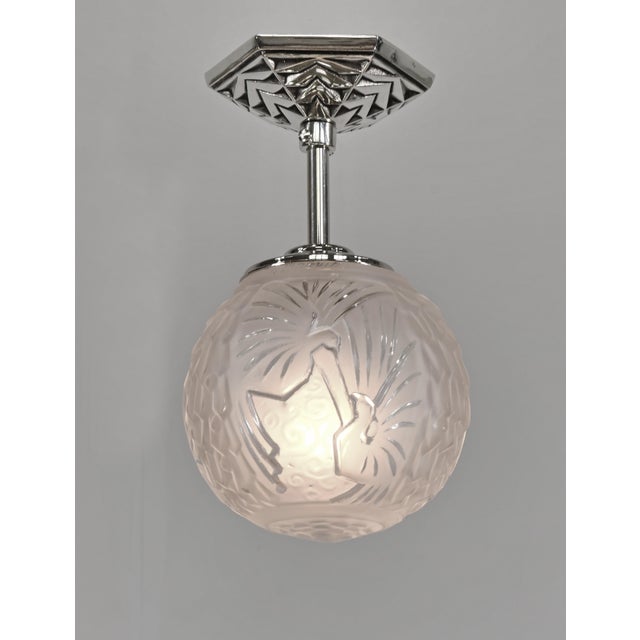 A Pair of Muller Freres French 1930s Art Deco Pendant Lights - 4 Pairs Available For Sale - Image 14 of 14