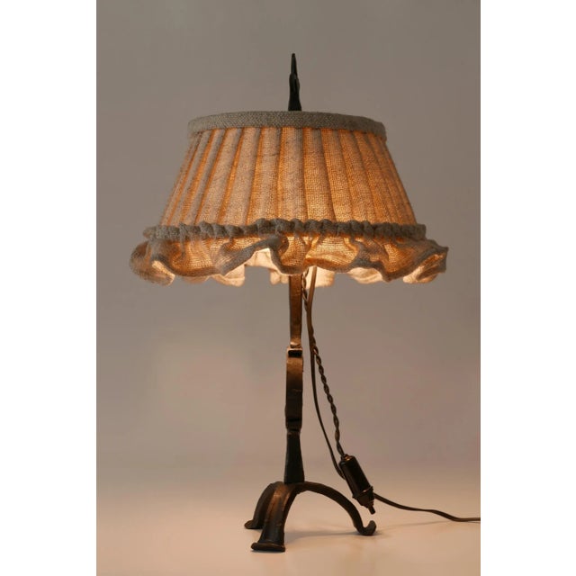 Black Mid-Century German Modern Wrought Iron Night Table Lamp, 1960s For Sale - Image 8 of 17