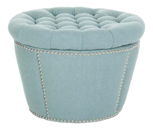 Tufted Storage Ottoman in Sky Blue
