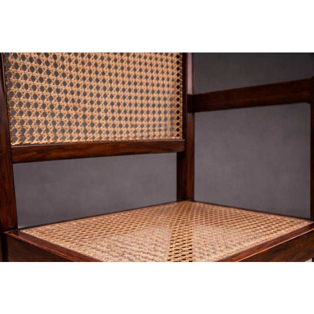 Wood Pair of Armchairs in Hardwood & Caning 1960s For Sale - Image 7 of 7