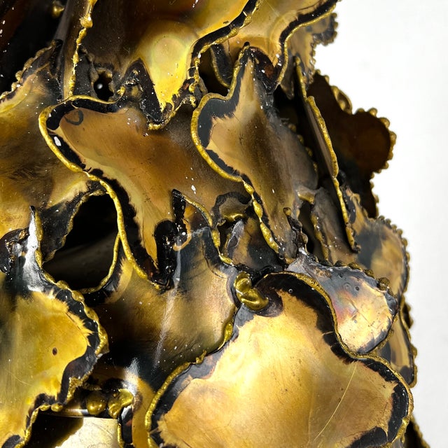 1970s Torch Cut Brass Brutalist Chandelier by Tom Greene for Feldman For Sale - Image 15 of 15