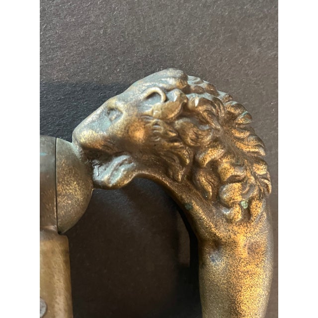 Antique Victorian Brass Door Knocker Lions For Sale - Image 6 of 9