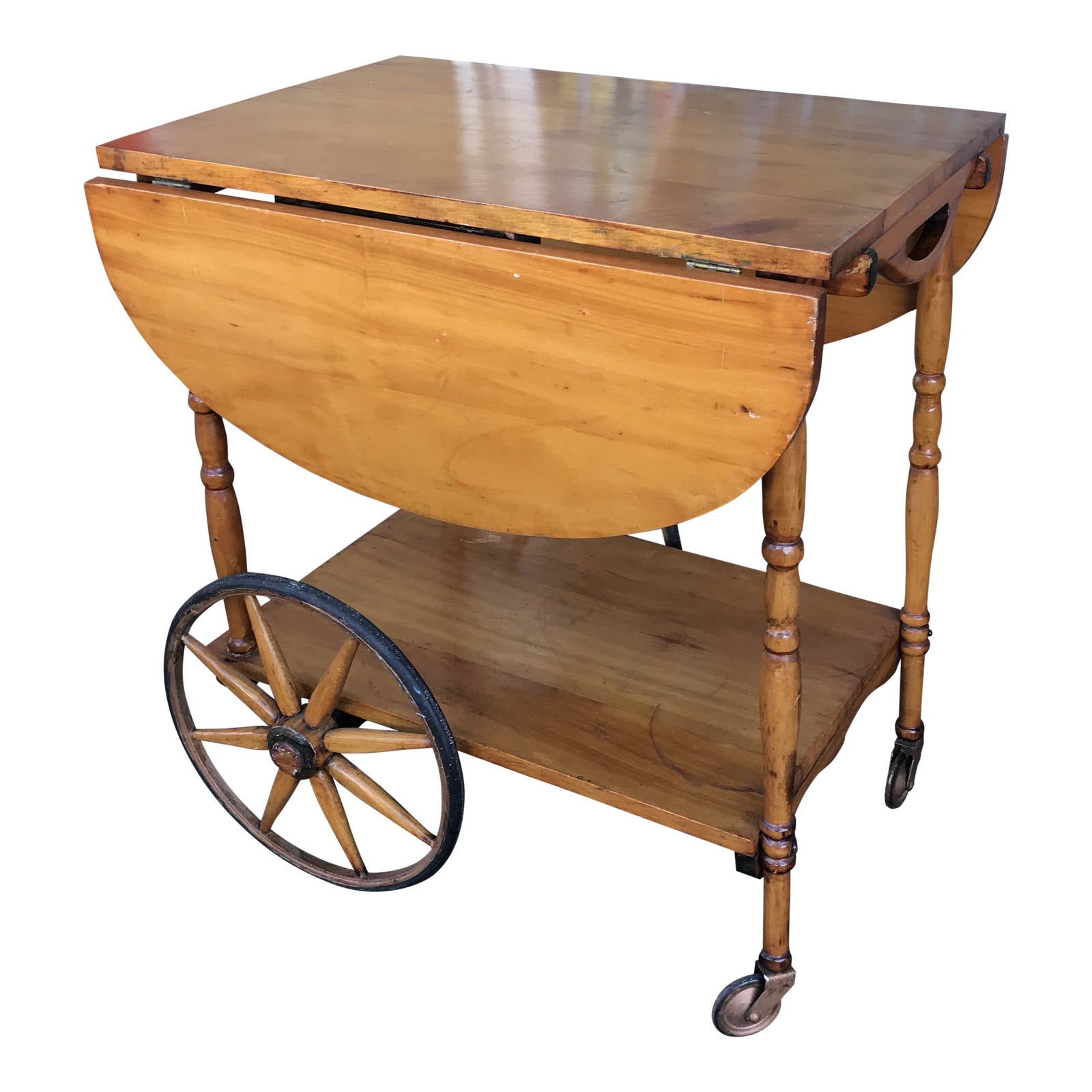 Early 19th Century Antique Wagon Wheel Wood Tea Cart Chairish