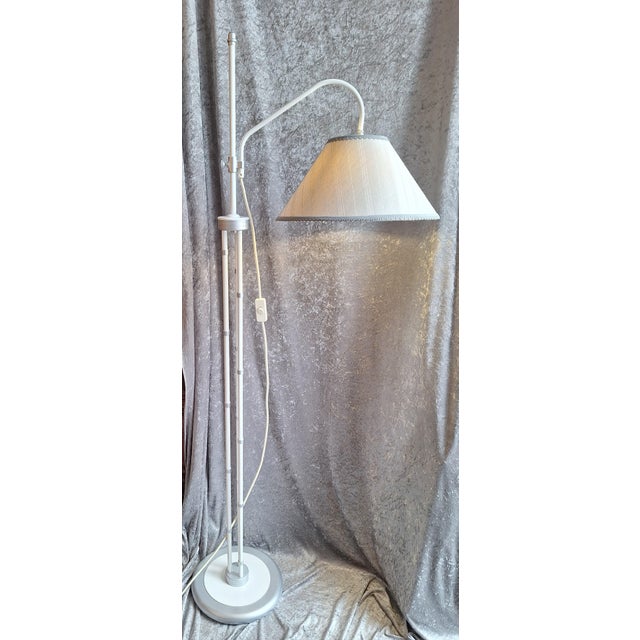 Vintage Faux Bamboo Metal Floor Lamp with Fabric Shade by Honsel, 1980s For Sale - Image 3 of 8
