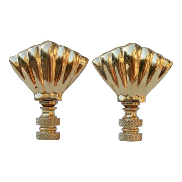 Brass Shell Lamp Finials - a Pair For Sale