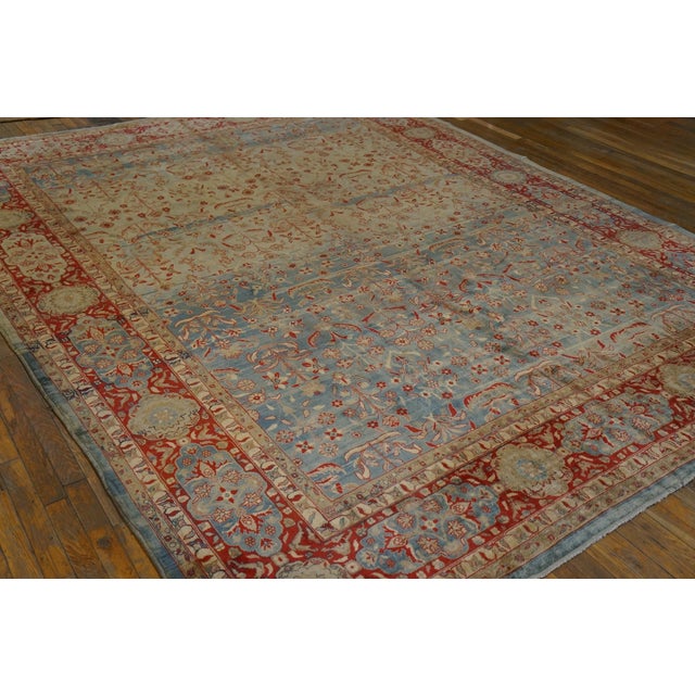 Fantastic Blue Color With Special Full Flower Patters Antique Indian Lahore Rug For Sale - Image 12 of 12