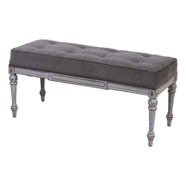 Hollywood Regency Painted Upholstered Bench For Sale