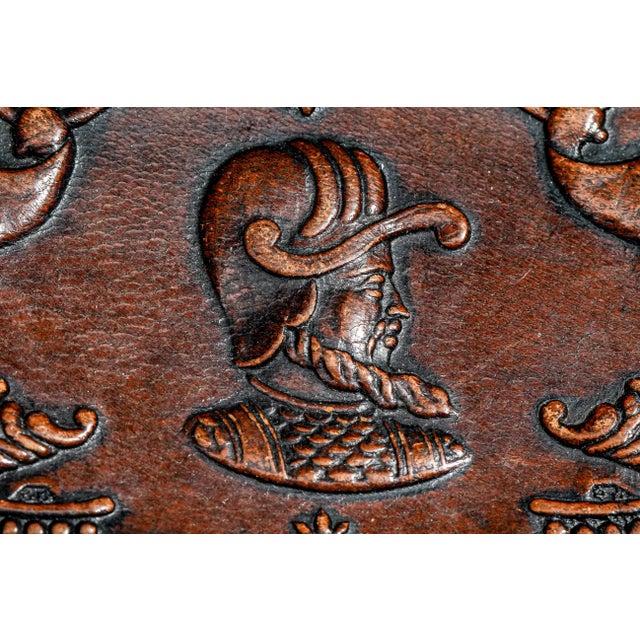 Unique Soldier Braided Trim Hand Tooled Antique Leather Cigarette Case Tobacciana For Sale - Image 4 of 13