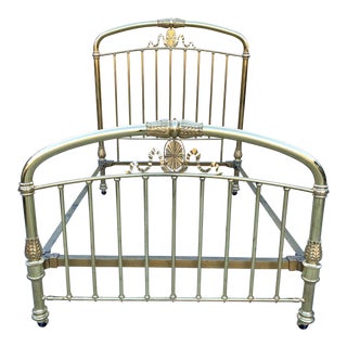Late 1800s Antique Brass Double Bed For Sale