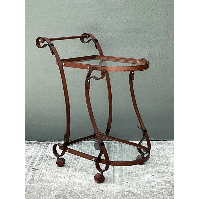 Vintage Glass and Metal Bar Cart For Sale - Image 11 of 12
