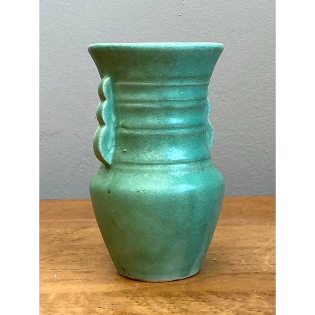 Vintage Turquoise Ceramic Pottery Vase For Sale - Image 12 of 12