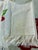Vintage Mid Century Hand Painted Linen Tea Towels (Or Hand Kitchens Towels) Red Floral design.fringe Ivory Set of 2 /13” X 17” For Sale In Miami - Image 6 of 7