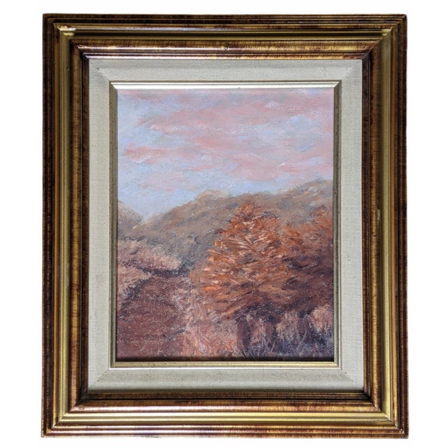 An Original Pastel Drawing done by a Local Mooresville, NC Artist Featuring a Cotton Candy Sky above a Field with Trees...