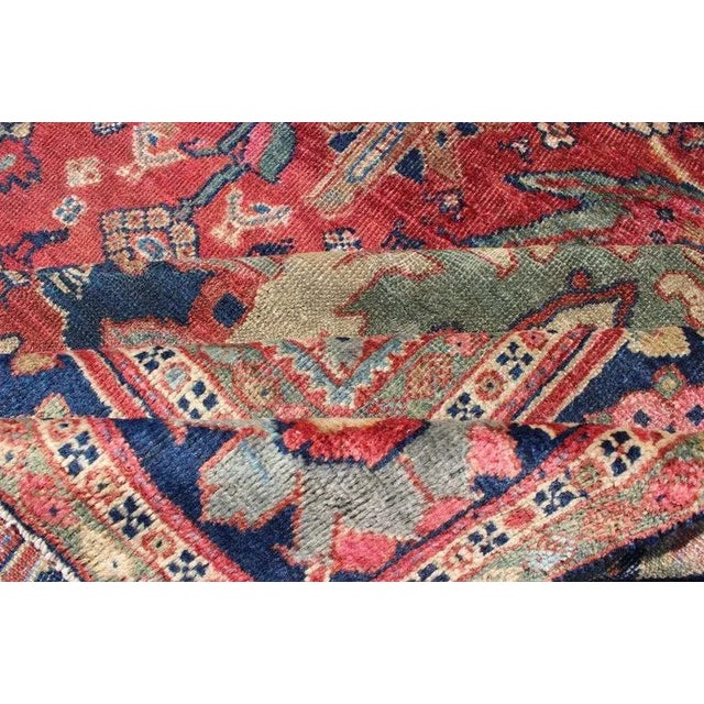 Antique Persian Sultanabad Rug in Red, Blue, Green and Large Scale Florals For Sale - Image 11 of 13